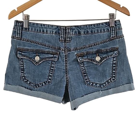Vanilla Star Juniors Denim Shorts Size 9 Cuffed Blue Jean Shorts 29" Waist - Picture 5 of 5